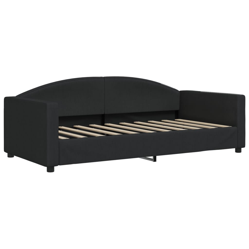 vidaXL Pat de zi cu extensie, negru, 90x190 cm, textil vidaXL Pat de zi cu extensie, negru, 90x190 cm, textil