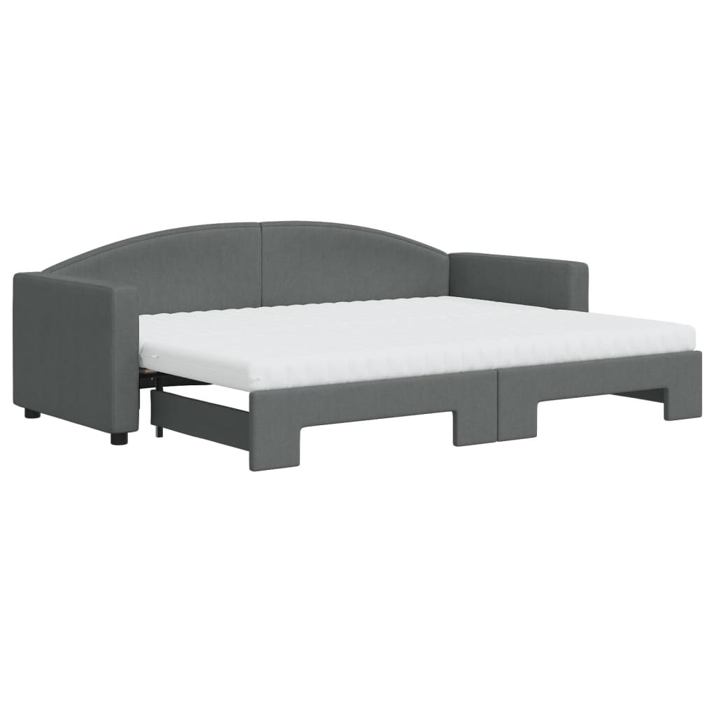 vidaXL Pat de zi cu extensie și saltele, gri închis, 80x200 cm, textil vidaXL Pat de zi cu extensie și saltele, gri închis, 80x200 cm, textil