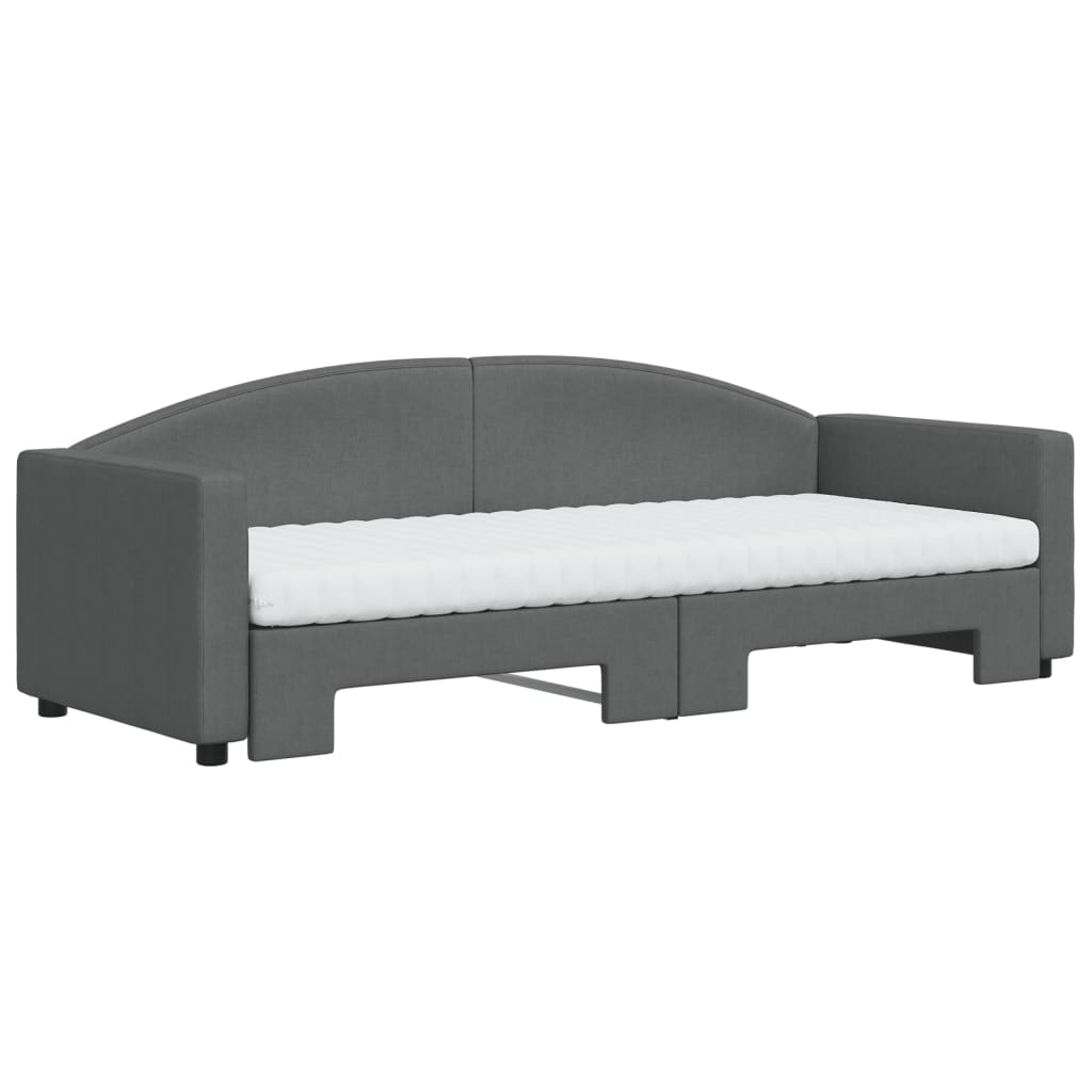 vidaXL Pat de zi cu extensie și saltele, gri închis, 80x200 cm, textil vidaXL Pat de zi cu extensie și saltele, gri închis, 80x200 cm, textil