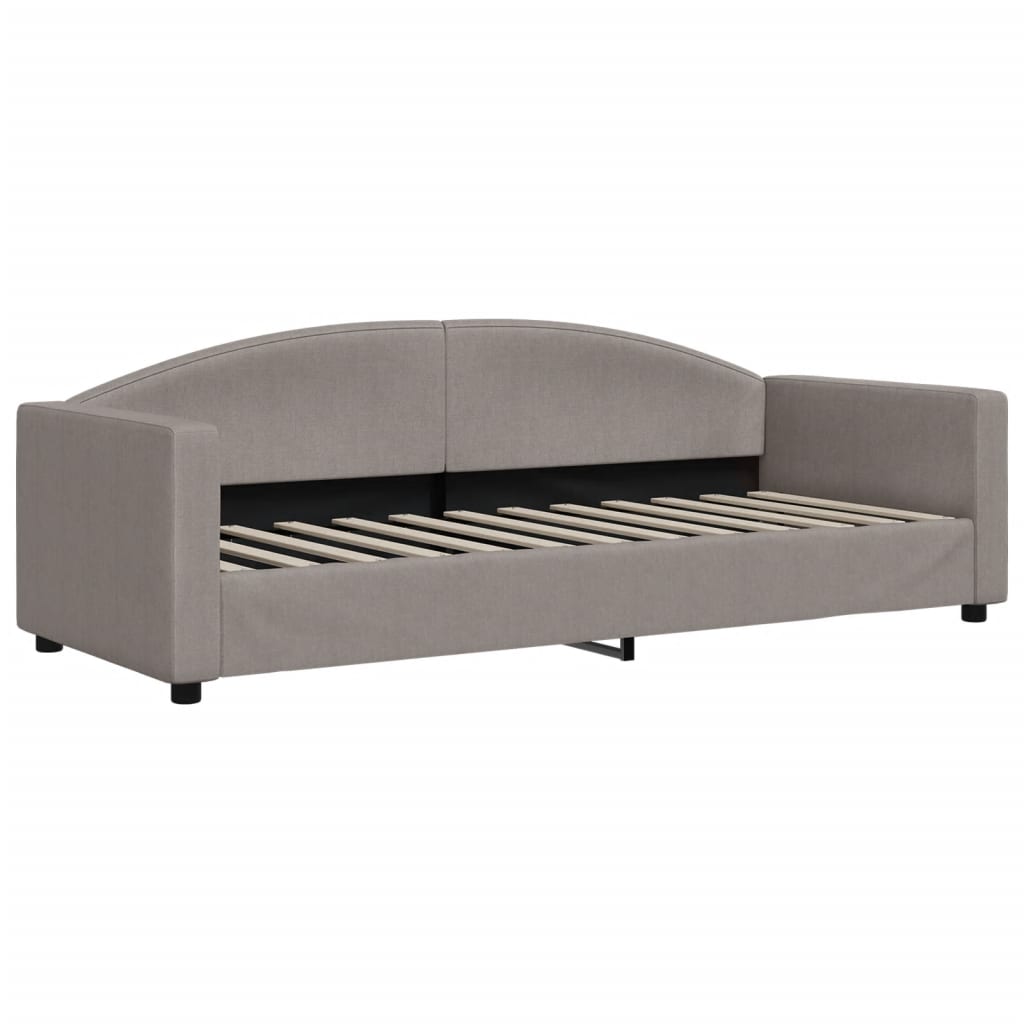 vidaXL Pat de zi cu extensie și saltele, gri taupe, 80x200 cm, textil