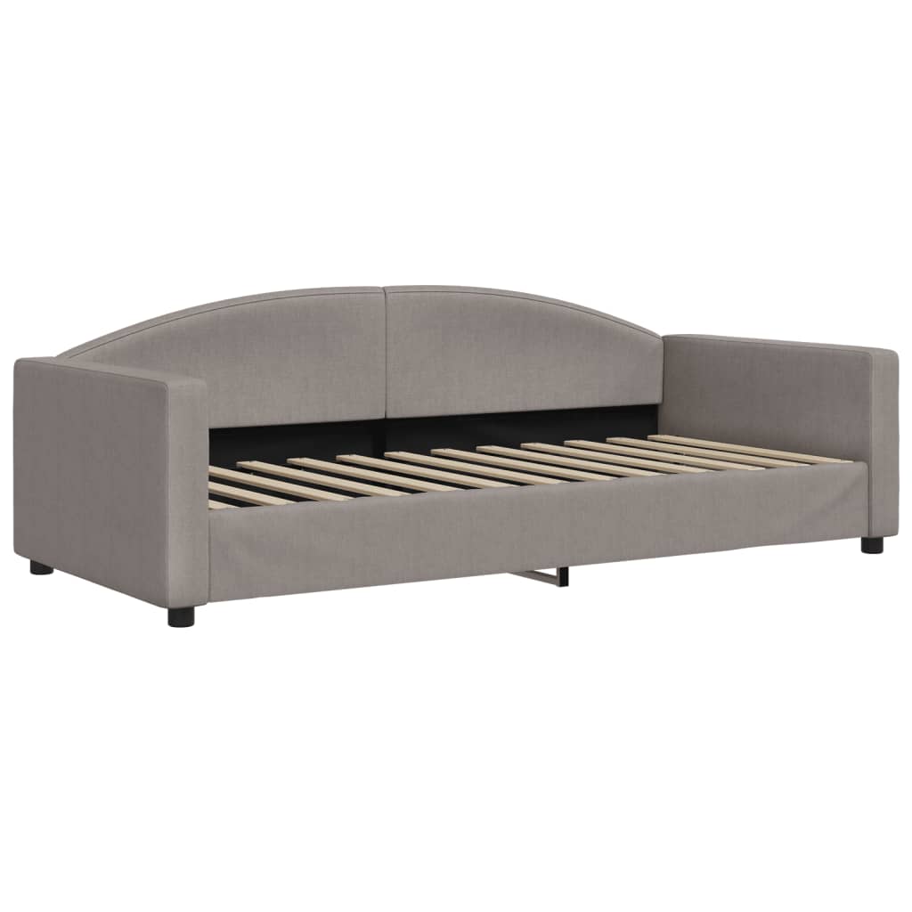 vidaXL Pat de zi cu extensie și saltele, gri taupe, 90x200 cm, textil