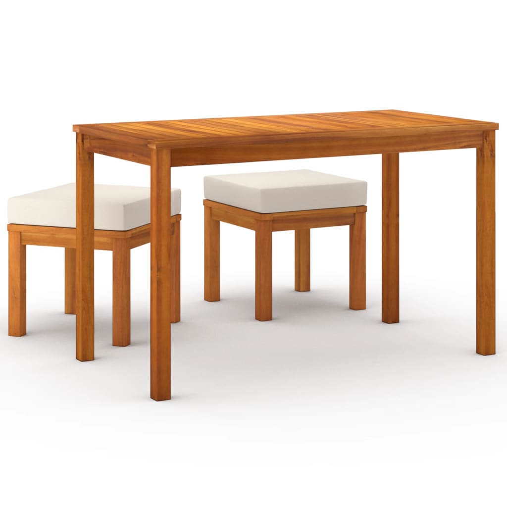 vidaXL Set sufragerie de grădină, 3 piese, cu perne, lemn masiv acacia vidaXL Set sufragerie de grădină, 3 piese, cu perne, lemn masiv acacia