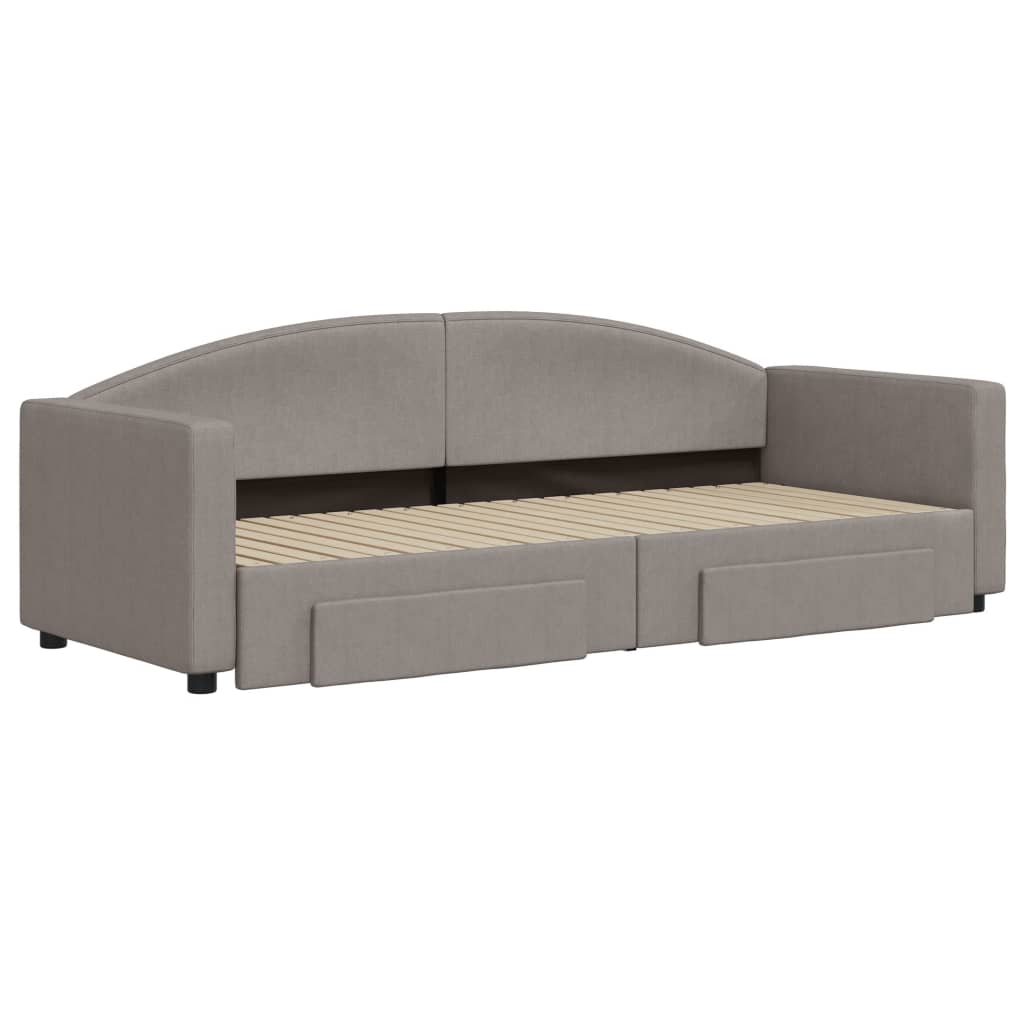 vidaXL Pat de zi cu extensie și sertare, gri taupe, 80x200 cm, textil