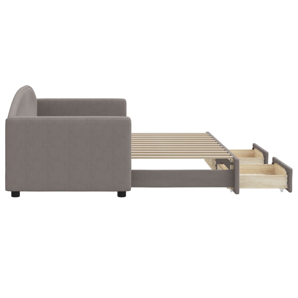 vidaXL Pat de zi cu extensie și sertare, gri taupe, 80x200 cm, textil
