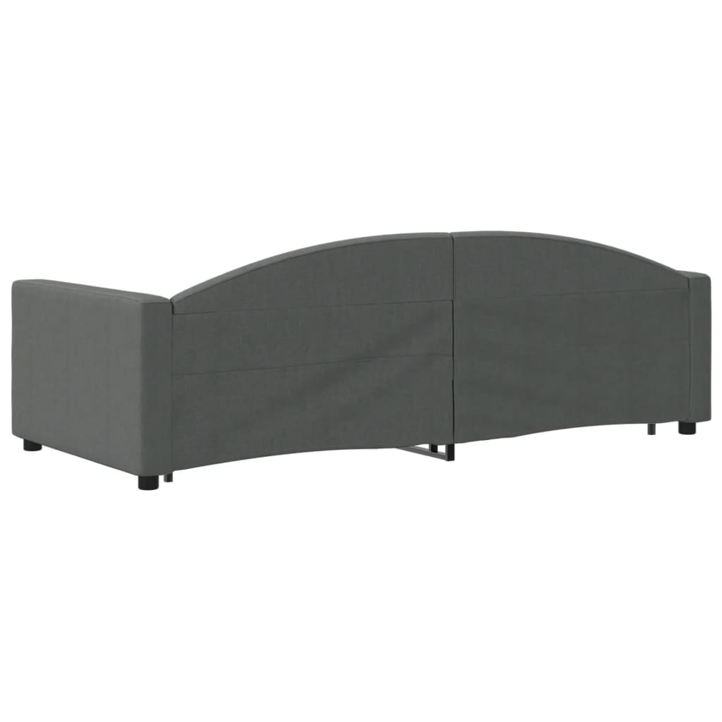 vidaXL Pat de zi cu extensie și sertare, gri închis, 90x200 cm textil