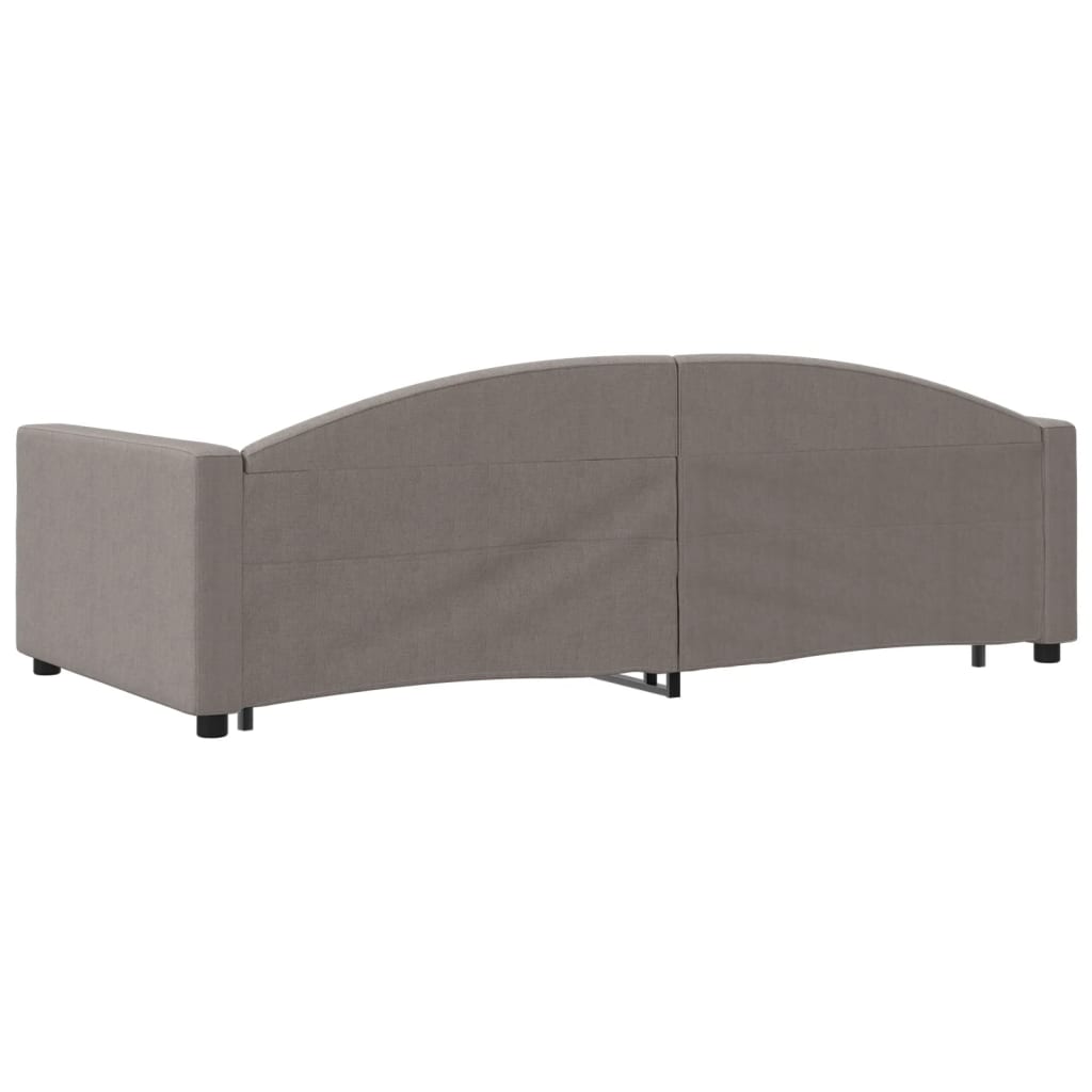vidaXL Pat de zi cu extensie și sertare, gri taupe, 100x200 cm, textil