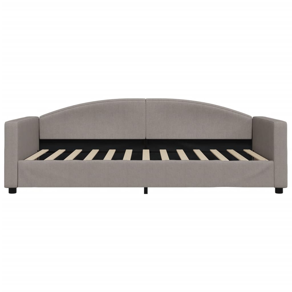 vidaXL Pat de zi cu extensie și sertare, gri taupe, 100x200 cm, textil