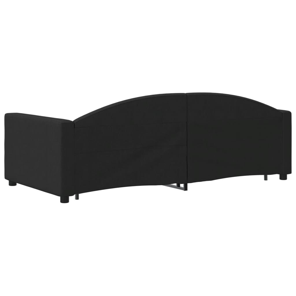 vidaXL Pat de zi cu extensie și sertare, negru, 90x190cm, textil vidaXL Pat de zi cu extensie și sertare, negru, 90x190cm, textil