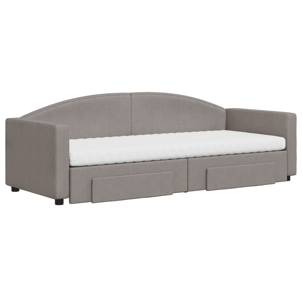 vidaXL Pat de zi cu extensie și sertare, gri taupe, 80x200 cm, textil