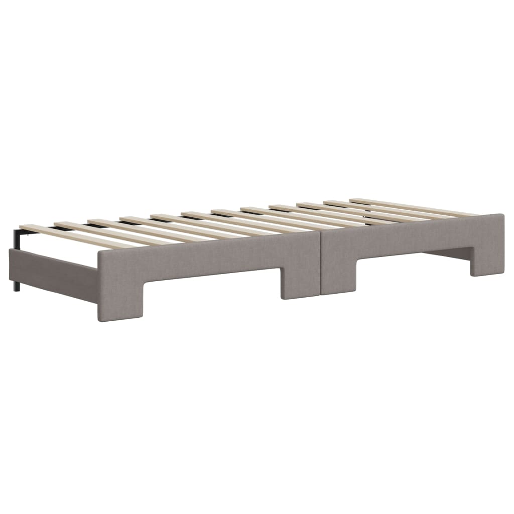 vidaXL Pat de zi cu extensie și sertare, gri taupe, 100x200 cm, textil