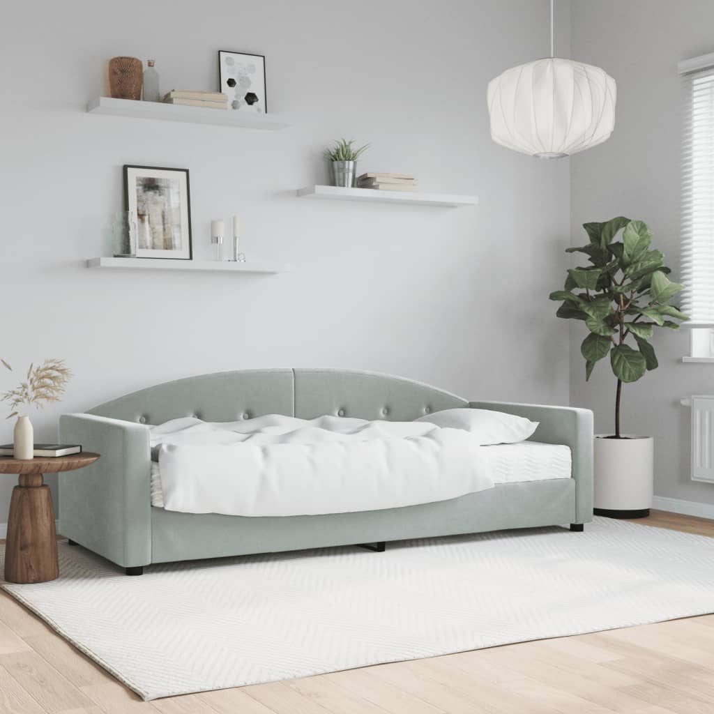 vidaXL Pat de zi cu saltea, gri deschis, 80x200 cm, catifea vidaXL Pat de zi cu saltea, gri deschis, 80x200 cm, catifea