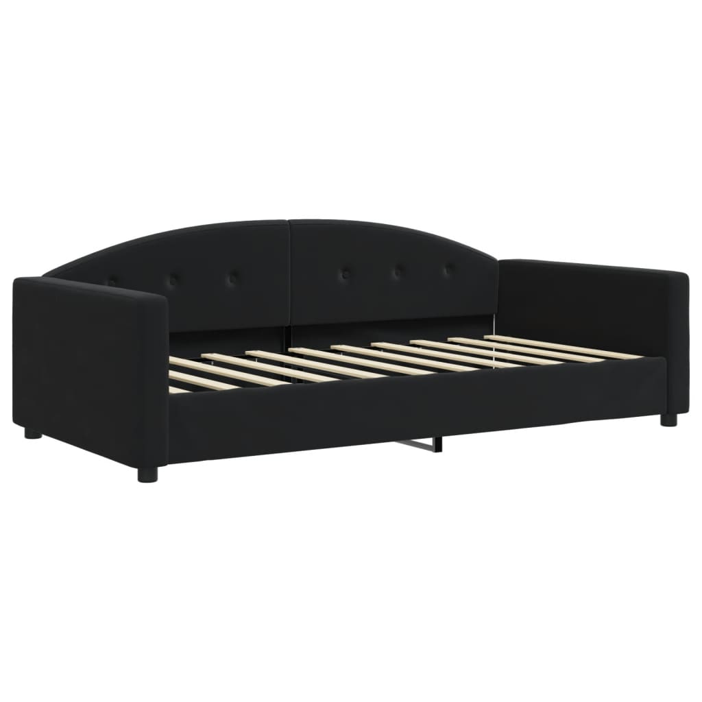vidaXL Pat de zi cu saltea, negru, 90x190 cm, catifea