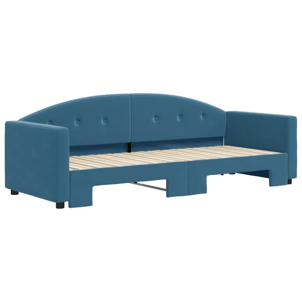 vidaXL Pat de zi cu extensie, albastru, 80x200 cm, catifea
