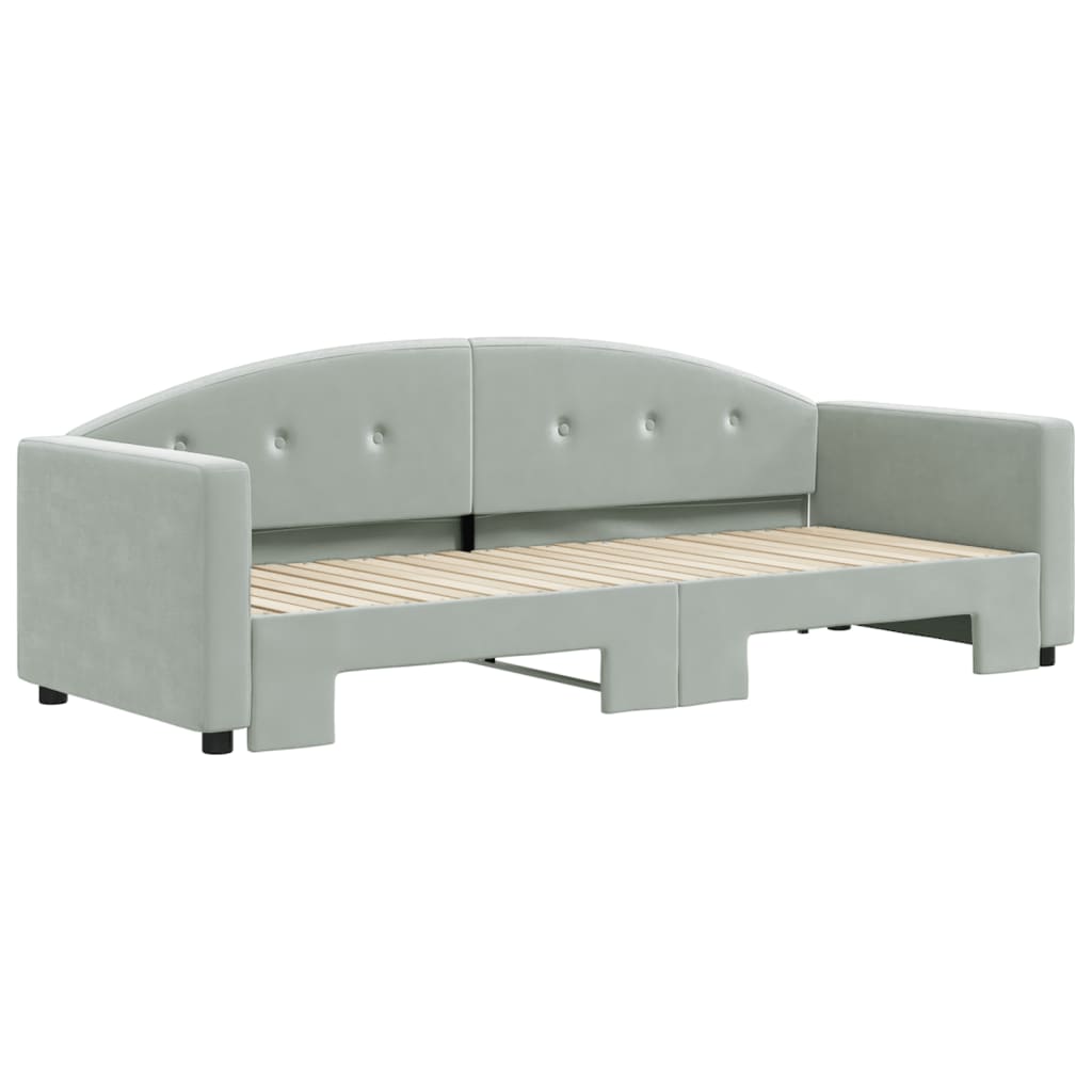 vidaXL Pat de zi cu extensie, gri deschis, 80x200 cm, catifea vidaXL Pat de zi cu extensie, gri deschis, 80x200 cm, catifea