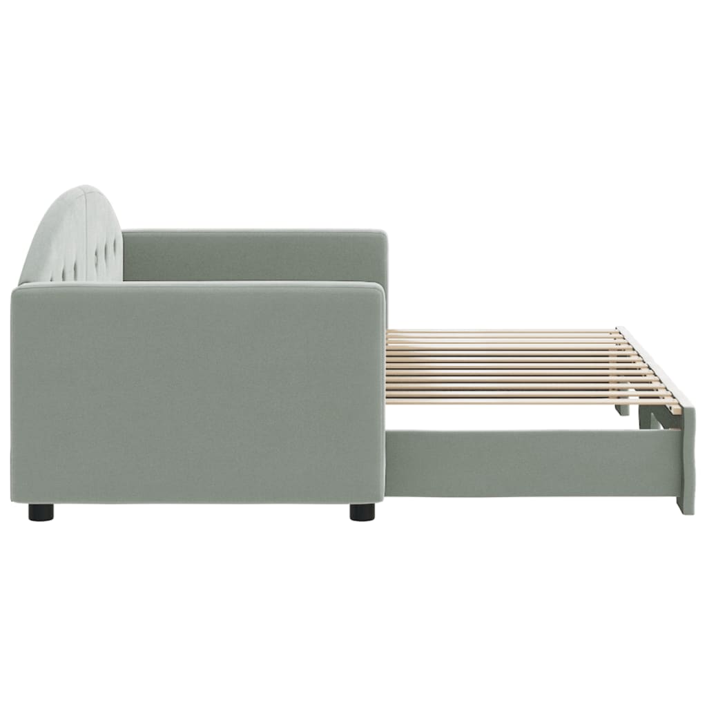vidaXL Pat de zi cu extensie, gri deschis, 80x200 cm, catifea vidaXL Pat de zi cu extensie, gri deschis, 80x200 cm, catifea