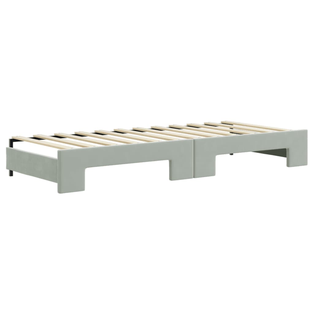 vidaXL Pat de zi cu extensie, gri deschis, 80x200 cm, catifea vidaXL Pat de zi cu extensie, gri deschis, 80x200 cm, catifea