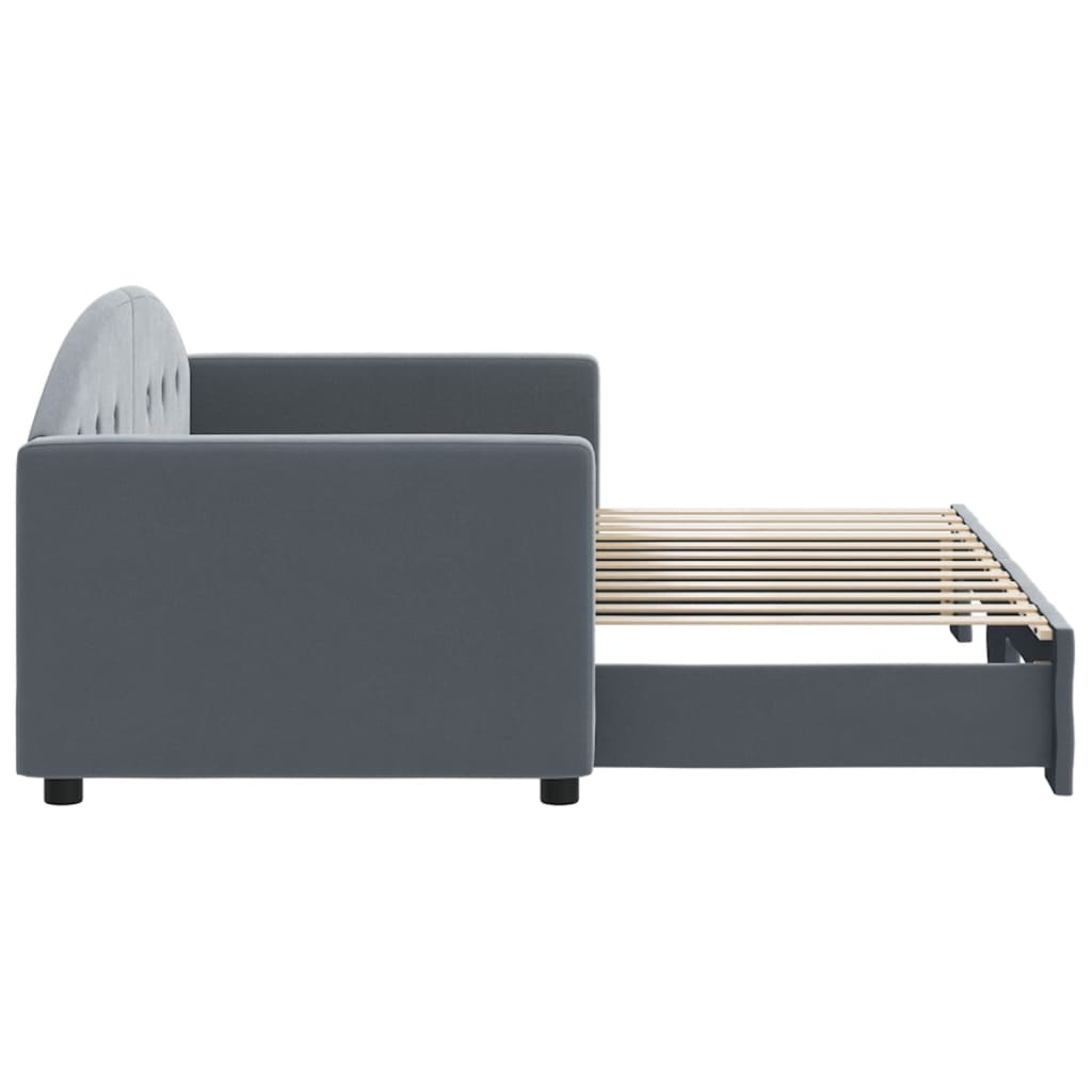 vidaXL Pat de zi cu extensie, gri închis, 80x200 cm, catifea vidaXL Pat de zi cu extensie, gri închis, 80x200 cm, catifea