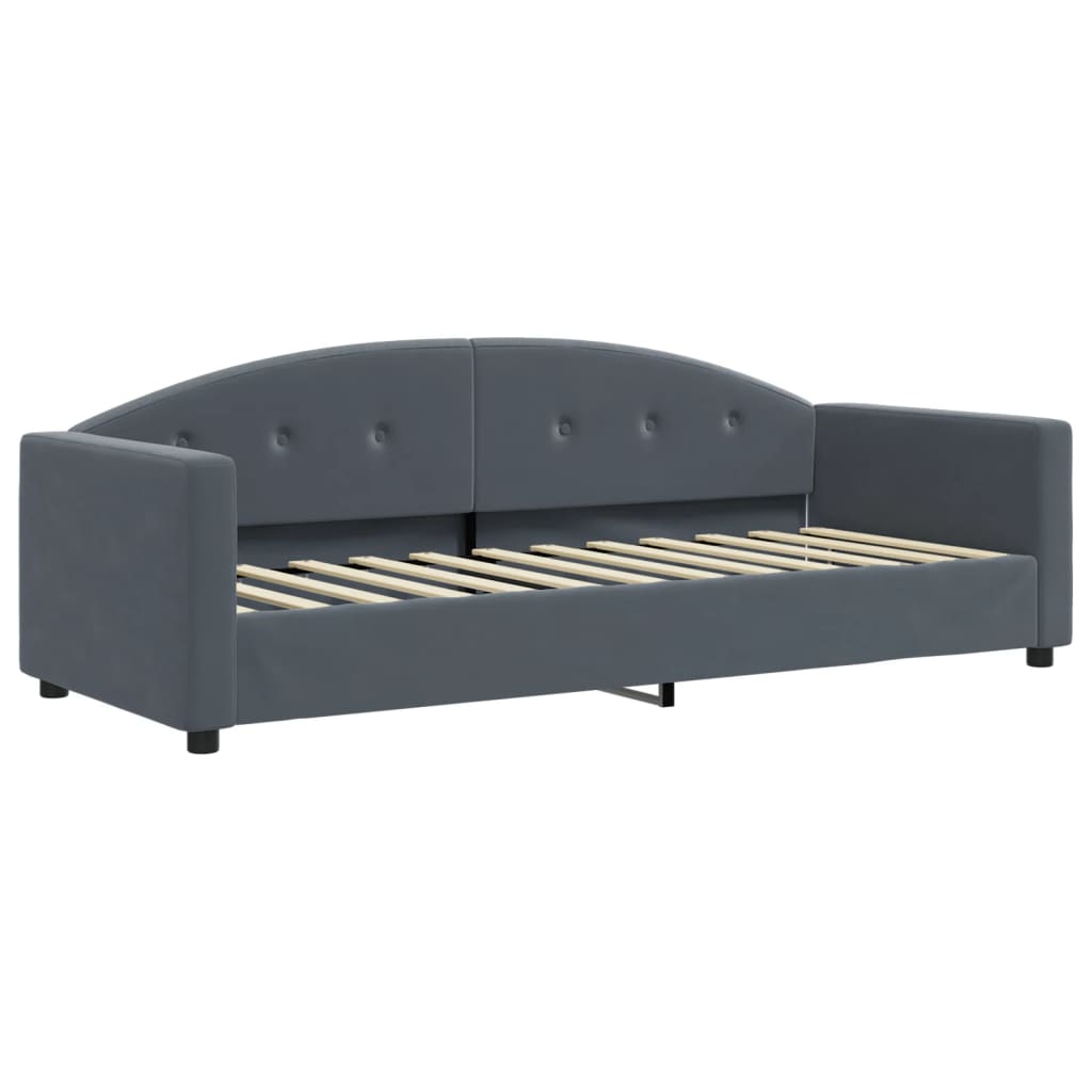 vidaXL Pat de zi cu extensie, gri închis, 80x200 cm, catifea vidaXL Pat de zi cu extensie, gri închis, 80x200 cm, catifea