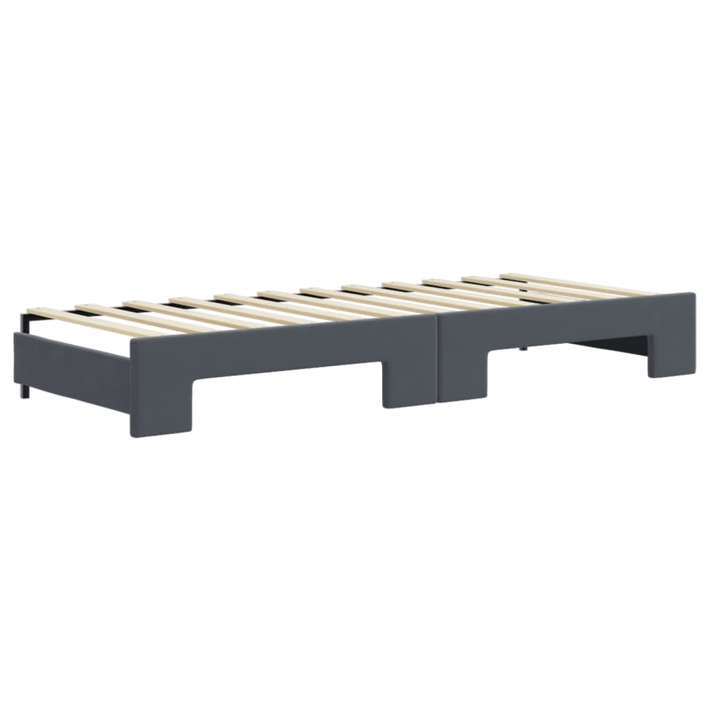 vidaXL Pat de zi cu extensie, gri închis, 80x200 cm, catifea vidaXL Pat de zi cu extensie, gri închis, 80x200 cm, catifea