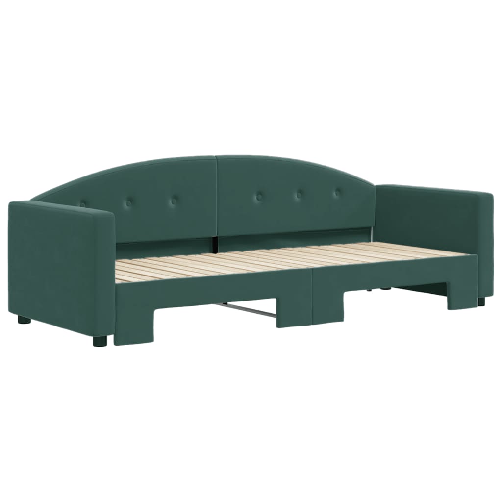 vidaXL Pat de zi cu extensie, verde închis, 80x200 cm, catifea