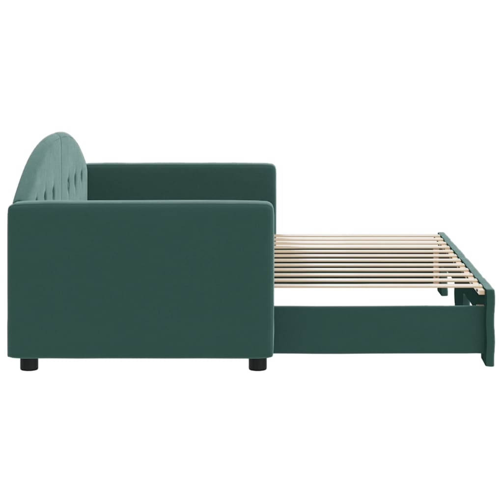 vidaXL Pat de zi cu extensie, verde închis, 80x200 cm, catifea