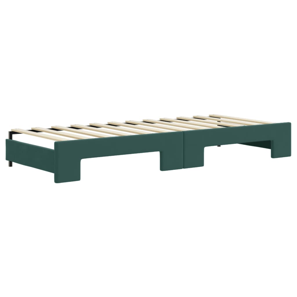 vidaXL Pat de zi cu extensie, verde închis, 80x200 cm, catifea