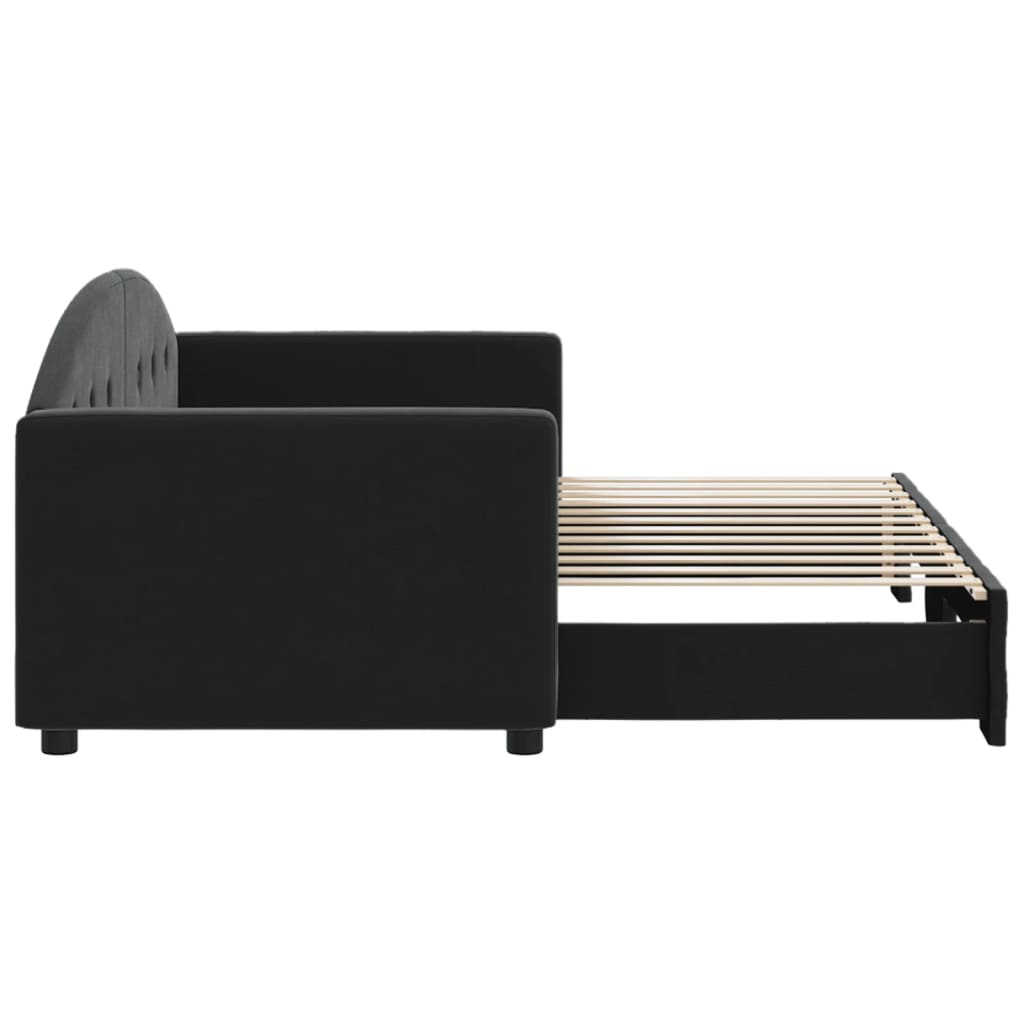 vidaXL Pat de zi cu extensie, negru, 80x200 cm, catifea