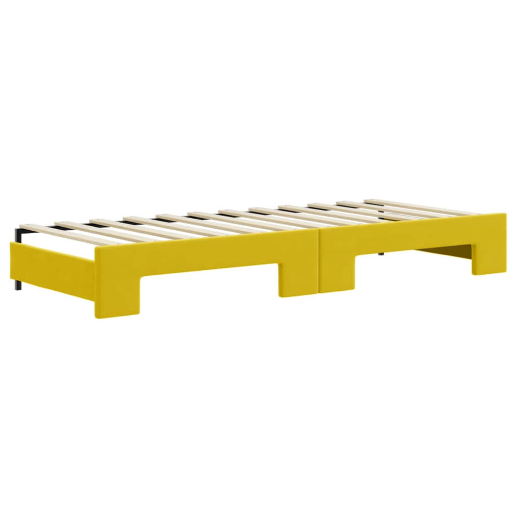 vidaXL Pat de zi cu extensie, galben, 80x200 cm, catifea vidaXL Pat de zi cu extensie, galben, 80x200 cm, catifea