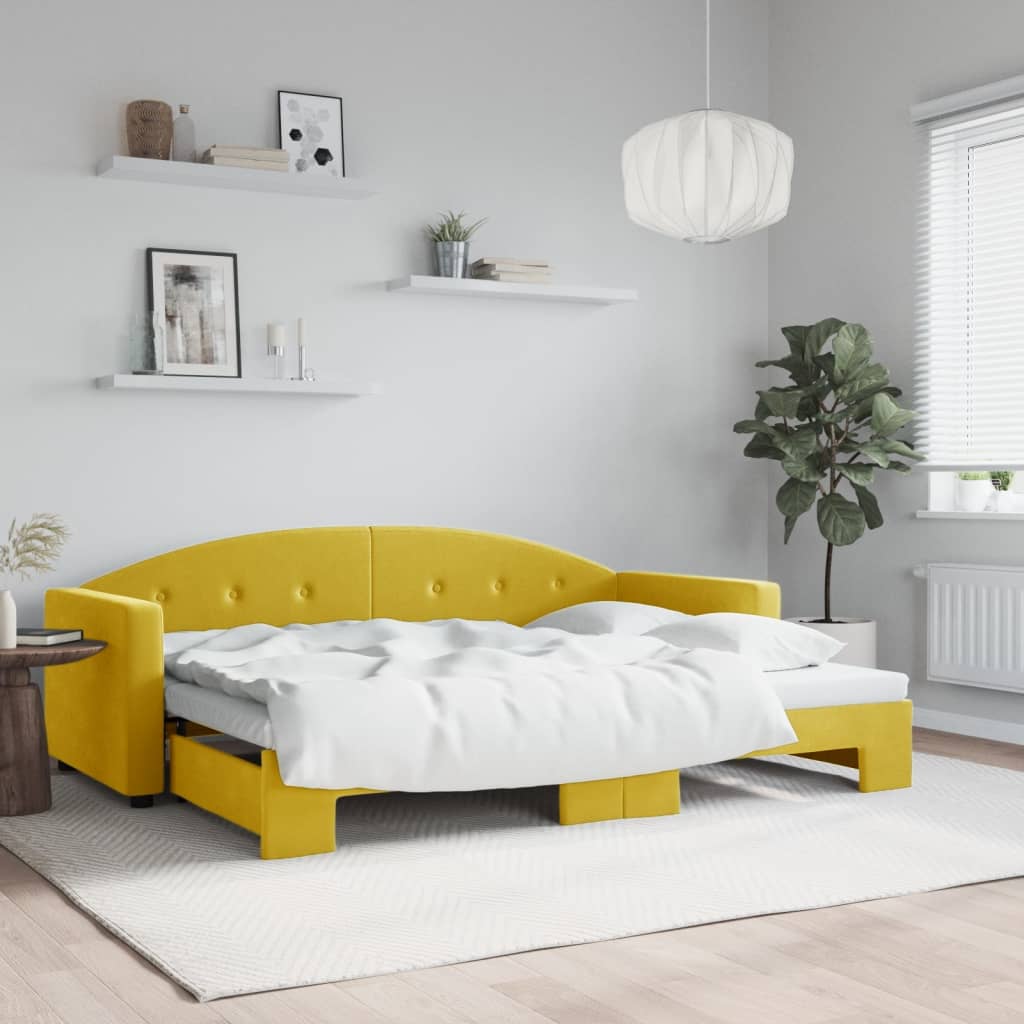vidaXL Pat de zi cu extensie, galben, 80x200 cm, catifea vidaXL Pat de zi cu extensie, galben, 80x200 cm, catifea