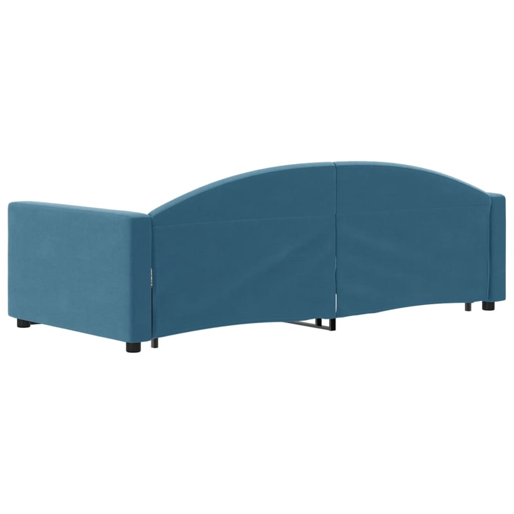 vidaXL Pat de zi cu extensie, albastru, 90x200 cm, catifea vidaXL Pat de zi cu extensie, albastru, 90x200 cm, catifea