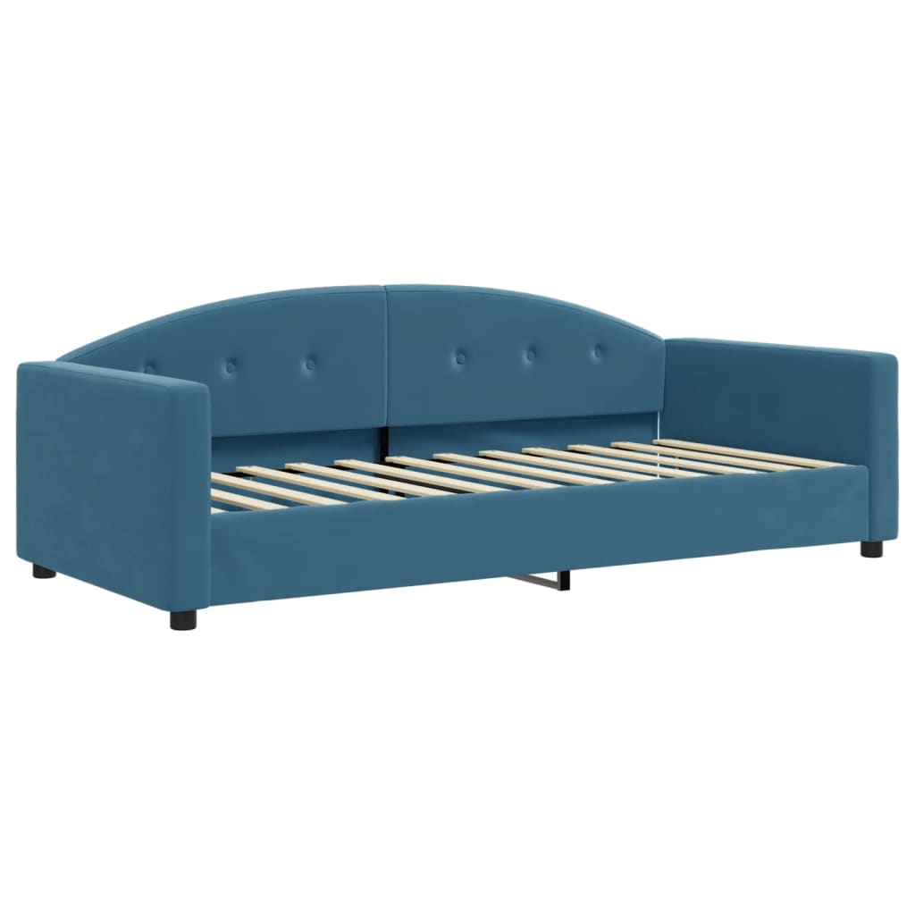 vidaXL Pat de zi cu extensie, albastru, 90x200 cm, catifea vidaXL Pat de zi cu extensie, albastru, 90x200 cm, catifea