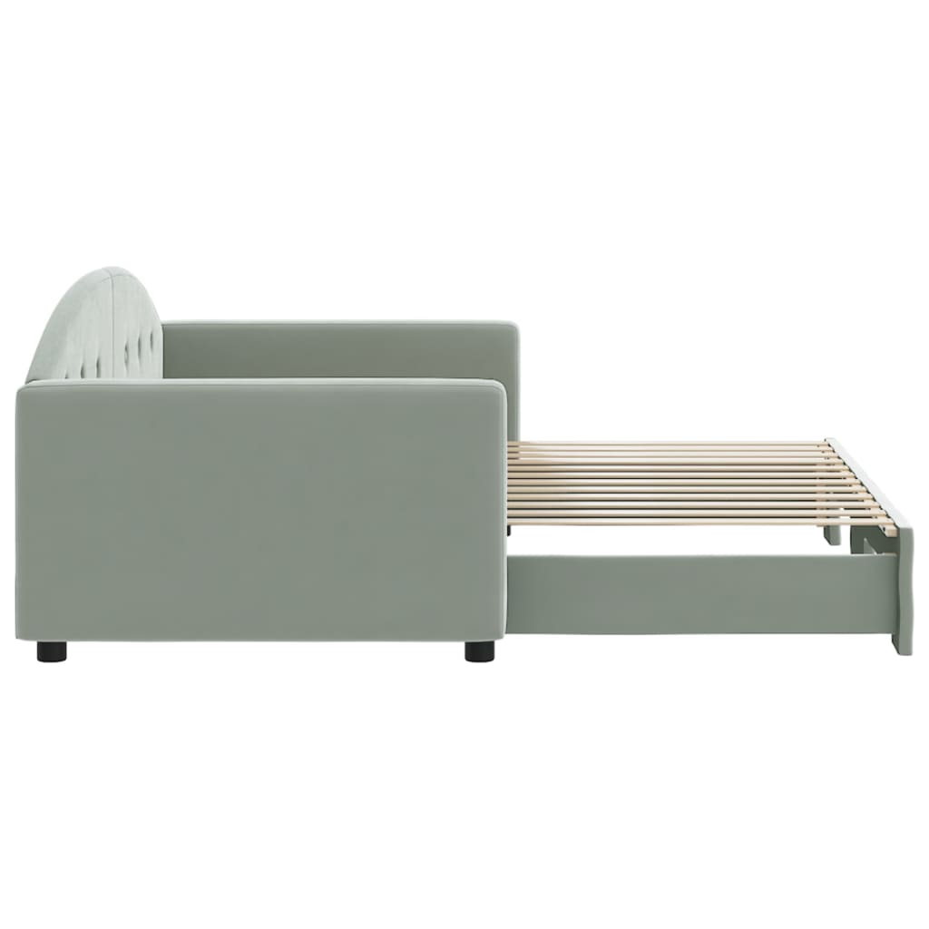 vidaXL Pat de zi cu extensie, gri deschis, 90x200 cm, catifea