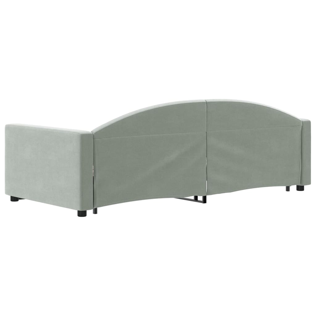 vidaXL Pat de zi cu extensie, gri deschis, 90x200 cm, catifea