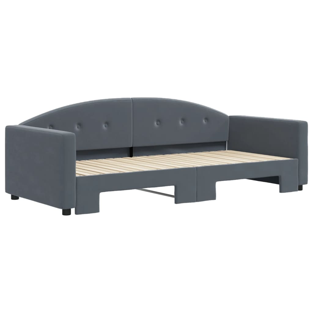 vidaXL Pat de zi cu extensie, gri închis, 90x200 cm, catifea vidaXL Pat de zi cu extensie, gri închis, 90x200 cm, catifea