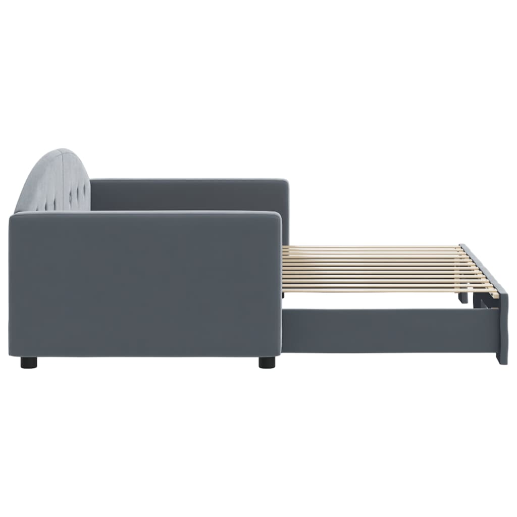 vidaXL Pat de zi cu extensie, gri închis, 90x200 cm, catifea vidaXL Pat de zi cu extensie, gri închis, 90x200 cm, catifea