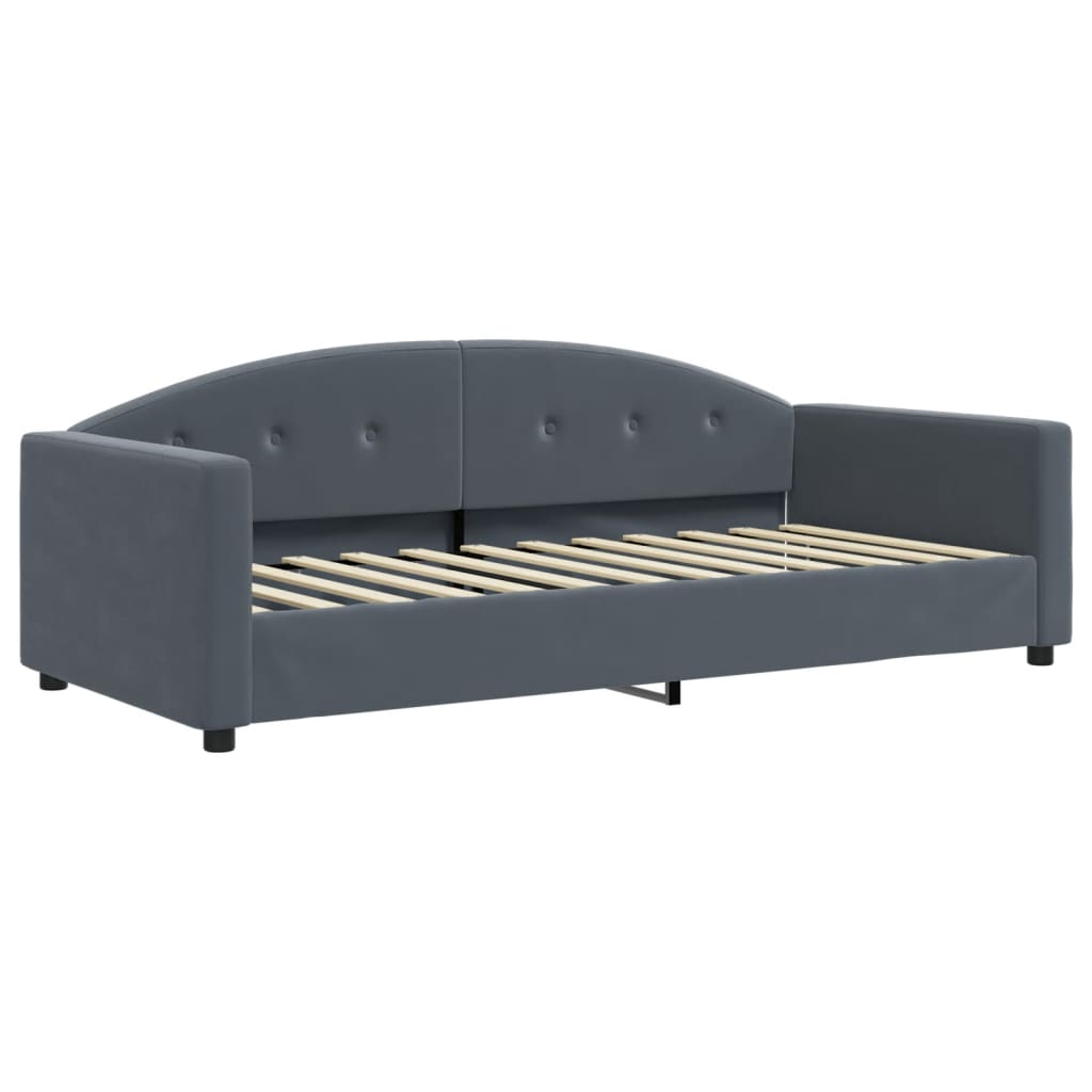 vidaXL Pat de zi cu extensie, gri închis, 90x200 cm, catifea vidaXL Pat de zi cu extensie, gri închis, 90x200 cm, catifea