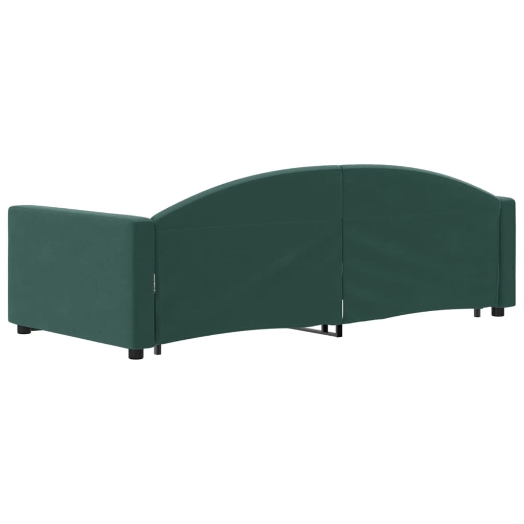 vidaXL Pat de zi cu extensie, verde închis, 90x200 cm, catifea