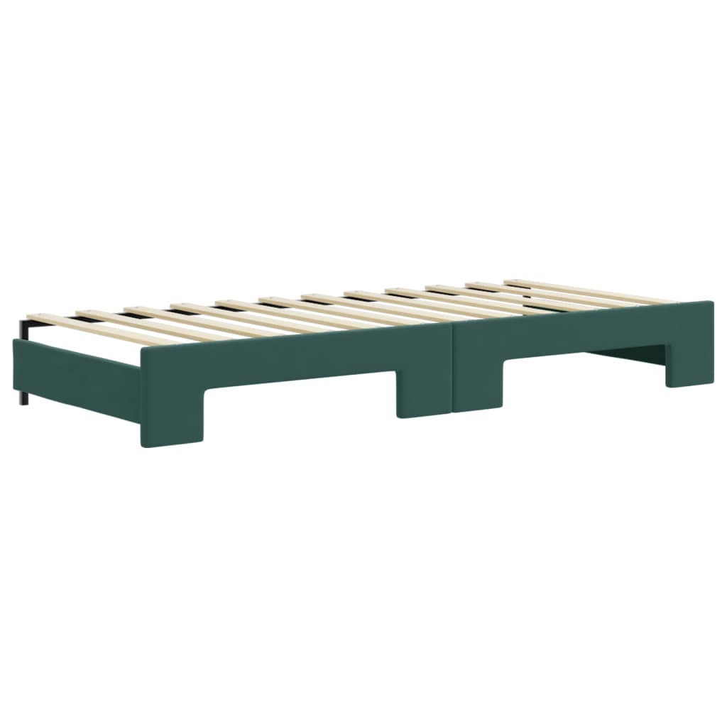 vidaXL Pat de zi cu extensie, verde închis, 90x200 cm, catifea