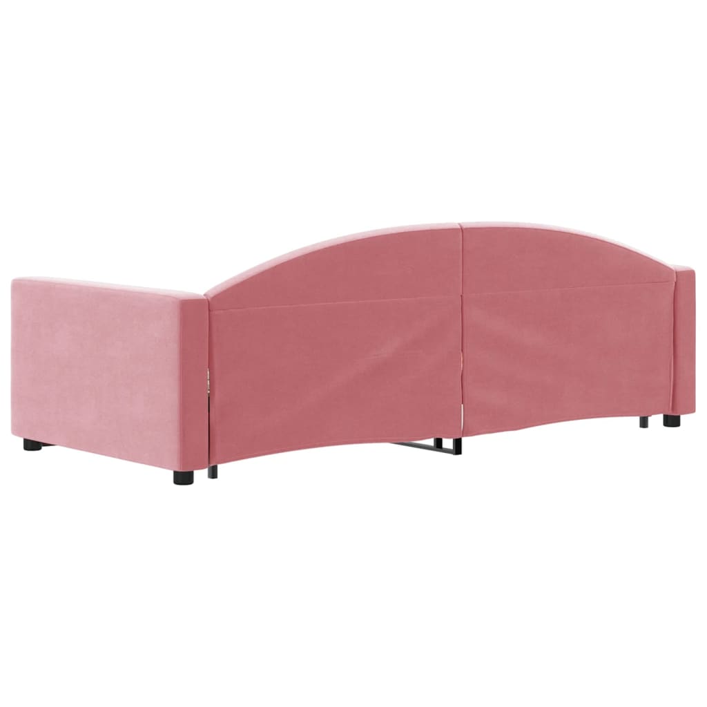 vidaXL Pat de zi cu extensie, roz, 90x200 cm, catifea