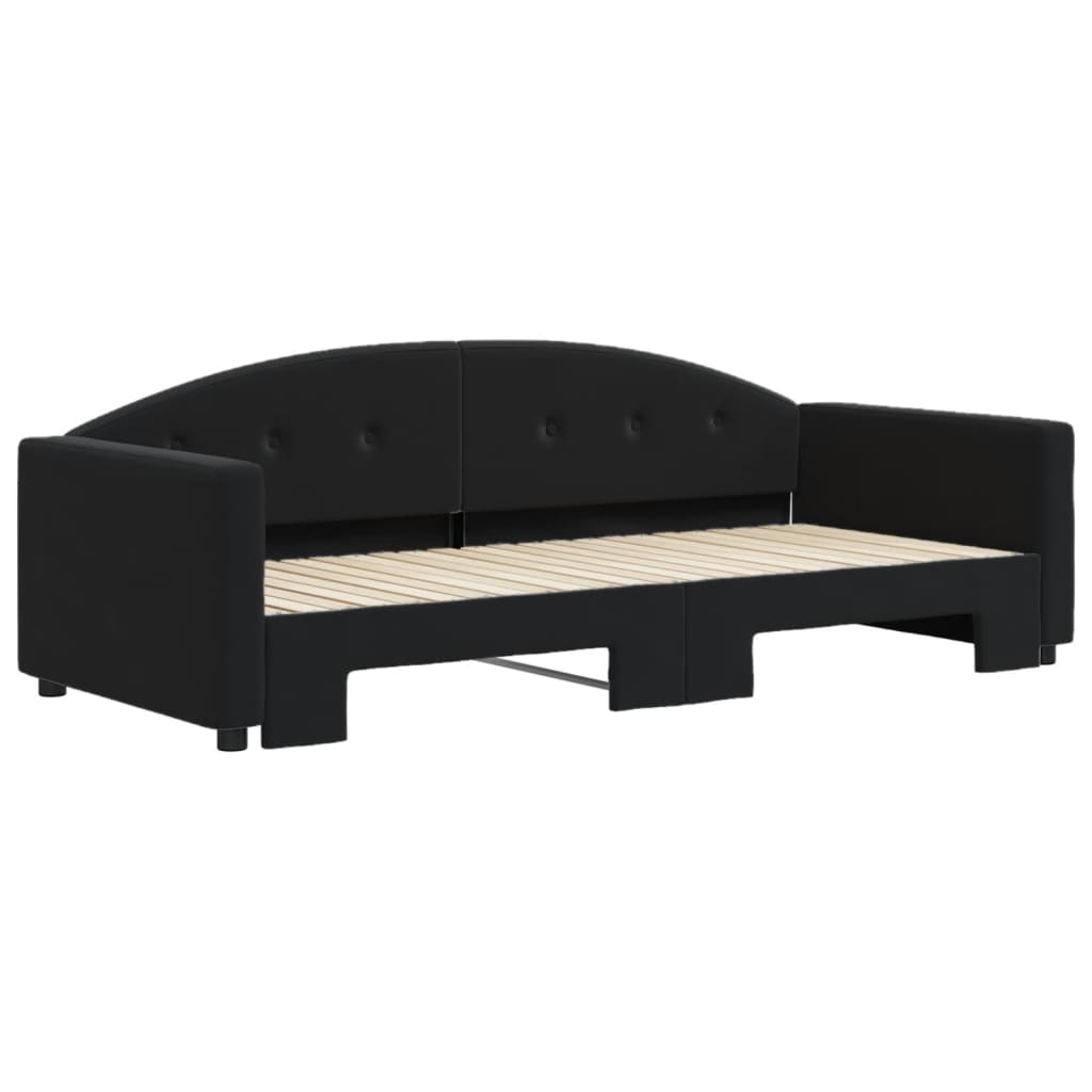 vidaXL Pat de zi cu extensie, negru, 90x200 cm, catifea vidaXL Pat de zi cu extensie, negru, 90x200 cm, catifea