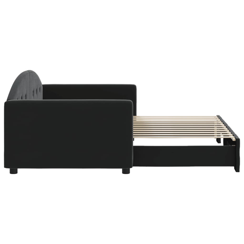 vidaXL Pat de zi cu extensie, negru, 90x200 cm, catifea vidaXL Pat de zi cu extensie, negru, 90x200 cm, catifea