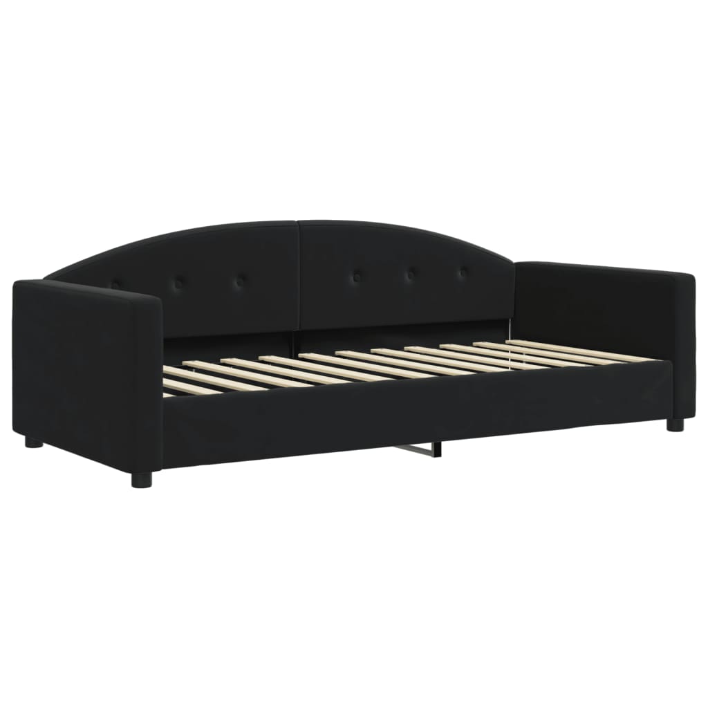 vidaXL Pat de zi cu extensie, negru, 90x200 cm, catifea vidaXL Pat de zi cu extensie, negru, 90x200 cm, catifea