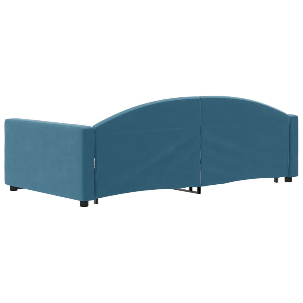 vidaXL Pat de zi cu extensie, albastru, 100x200 cm, catifea