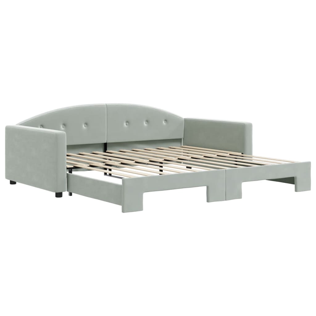 vidaXL Pat de zi cu extensie, gri deschis, 100x200 cm, catifea vidaXL Pat de zi cu extensie, gri deschis, 100x200 cm, catifea
