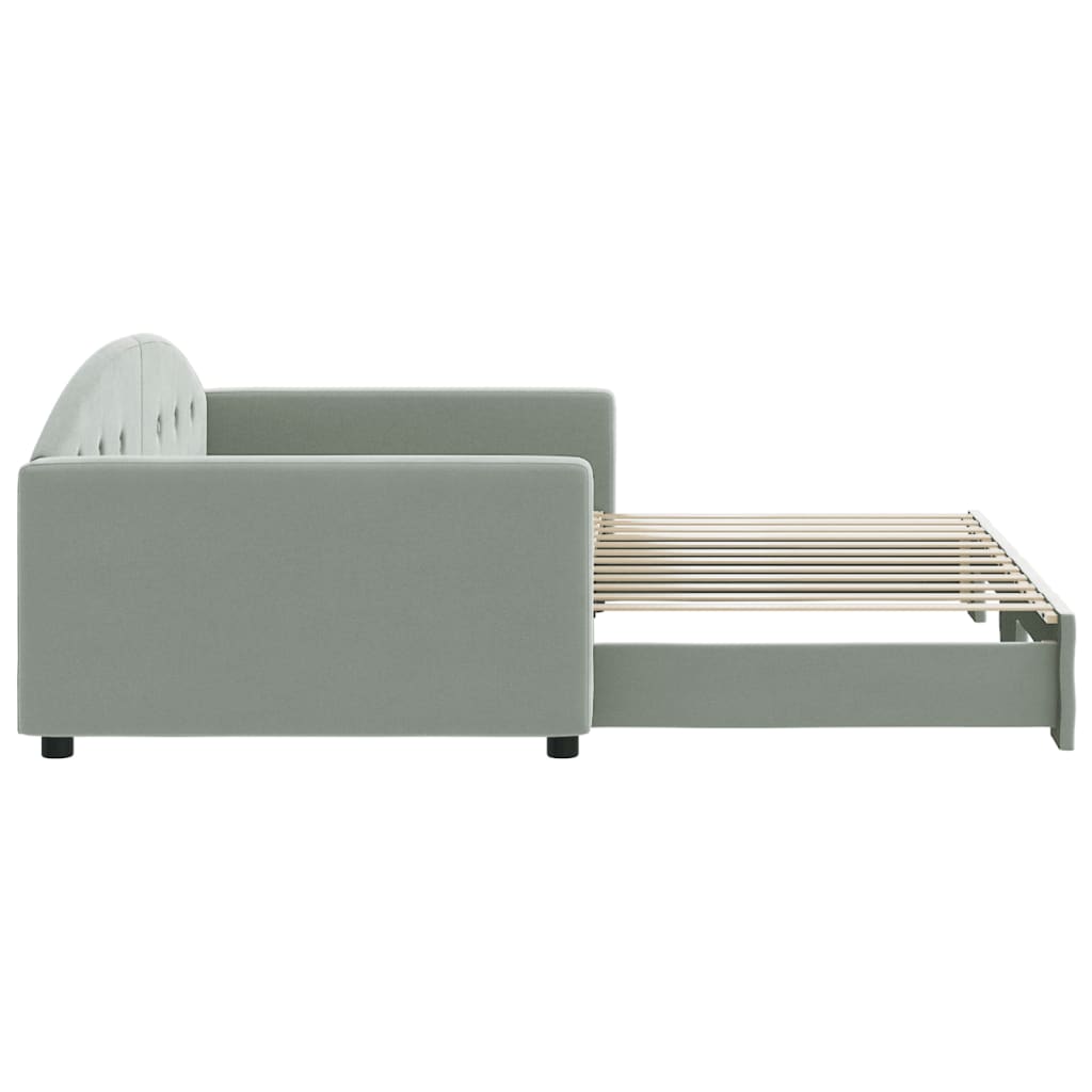 vidaXL Pat de zi cu extensie, gri deschis, 100x200 cm, catifea vidaXL Pat de zi cu extensie, gri deschis, 100x200 cm, catifea