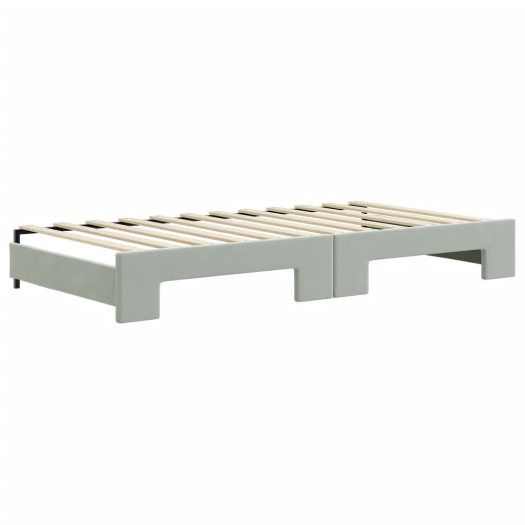 vidaXL Pat de zi cu extensie, gri deschis, 100x200 cm, catifea vidaXL Pat de zi cu extensie, gri deschis, 100x200 cm, catifea