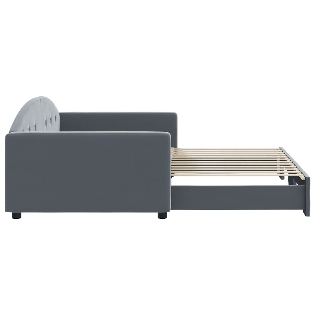 vidaXL Pat de zi cu extensie, gri închis, 100x200 cm, catifea vidaXL Pat de zi cu extensie, gri închis, 100x200 cm, catifea