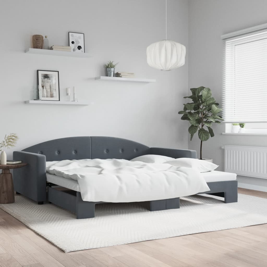 vidaXL Pat de zi cu extensie, gri închis, 100x200 cm, catifea vidaXL Pat de zi cu extensie, gri închis, 100x200 cm, catifea