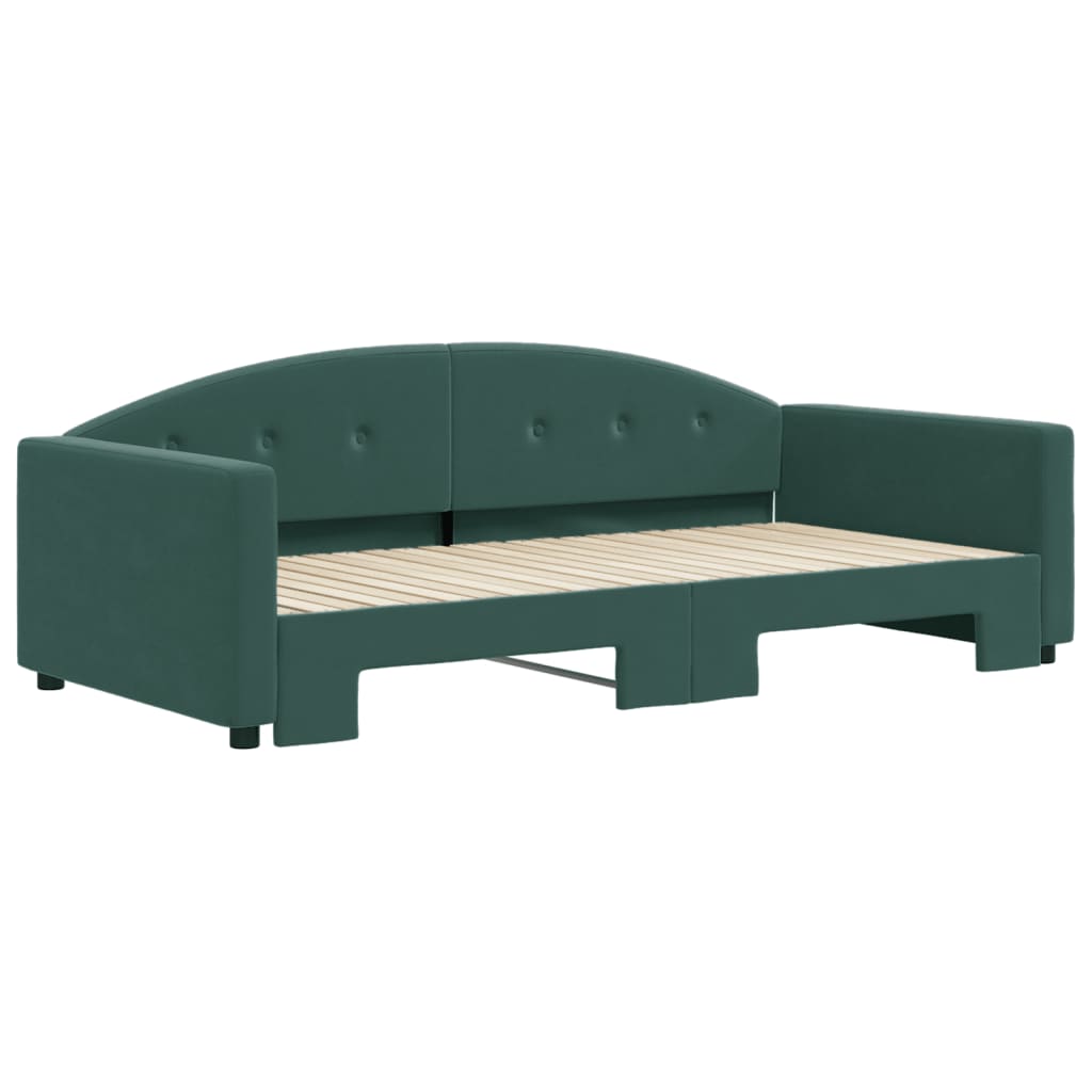 vidaXL Pat de zi cu extensie, verde închis, 100x200 cm, catifea