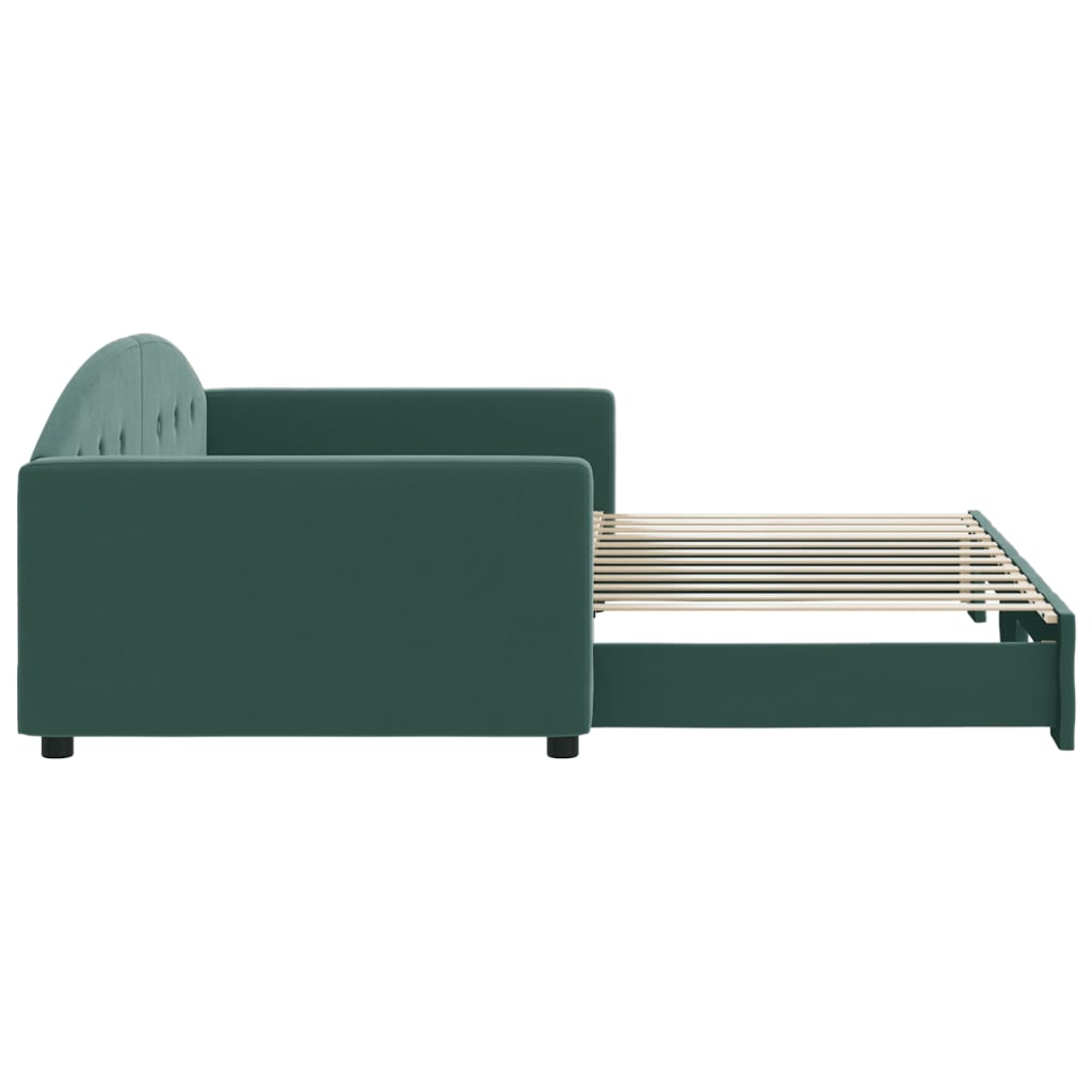 vidaXL Pat de zi cu extensie, verde închis, 100x200 cm, catifea